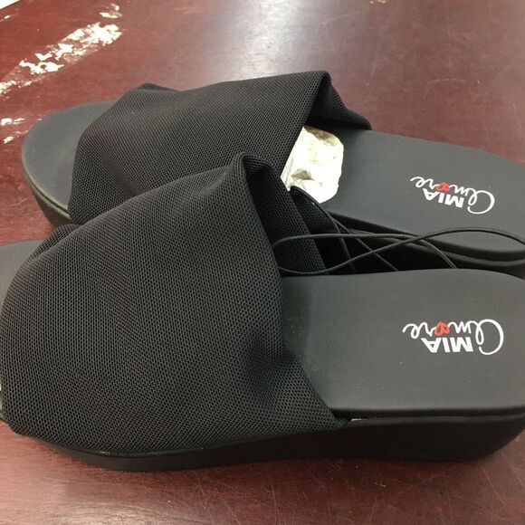 NWT Mia Amore Black Wedge Sandals Size 8 Womens - Picture 7 of 12